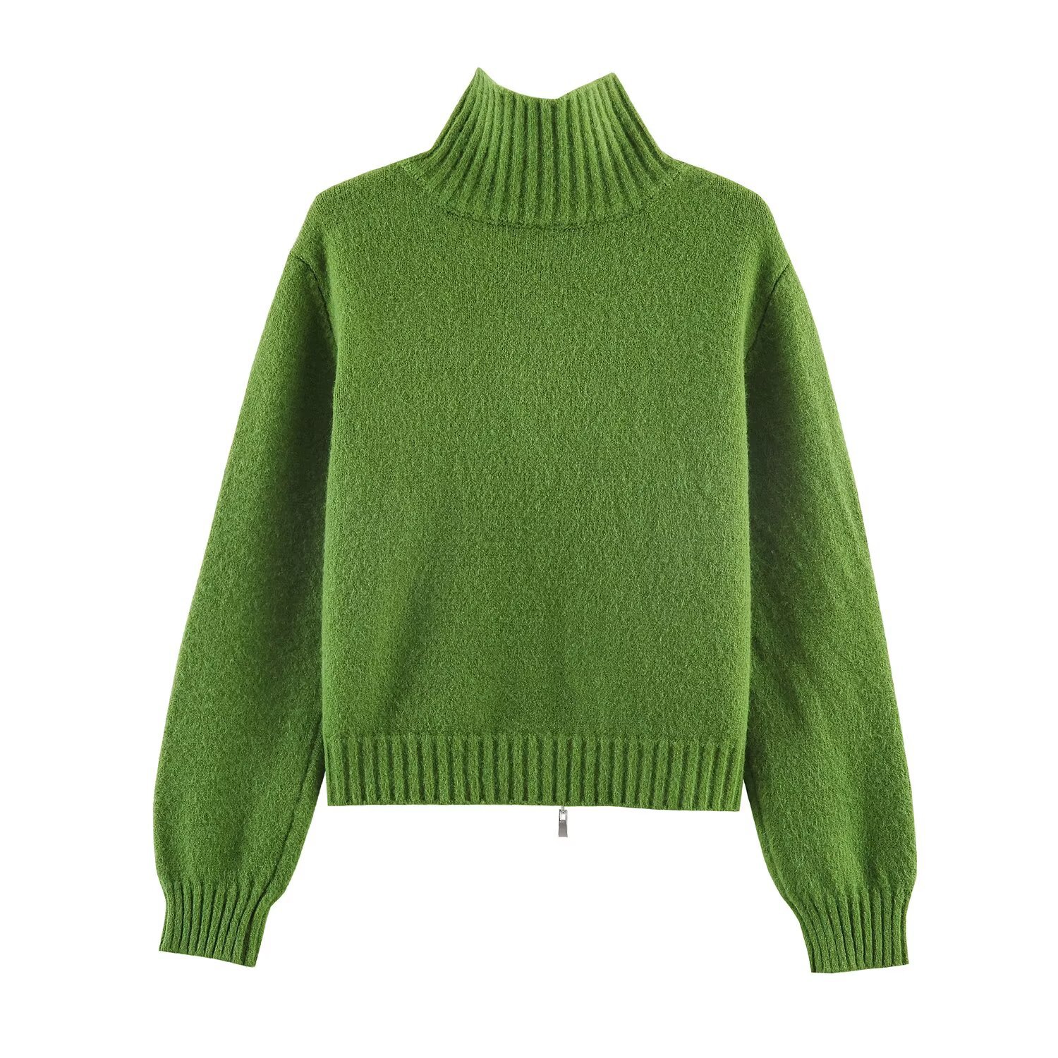 Knitted Zipper Cardigan - Women's Casual Chic Outerwear KUN-00090