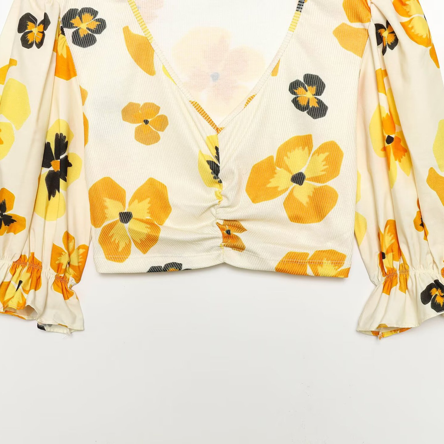 Women's Floral Print Patchwork Blouse - Trendy & Stylish KUN-00019