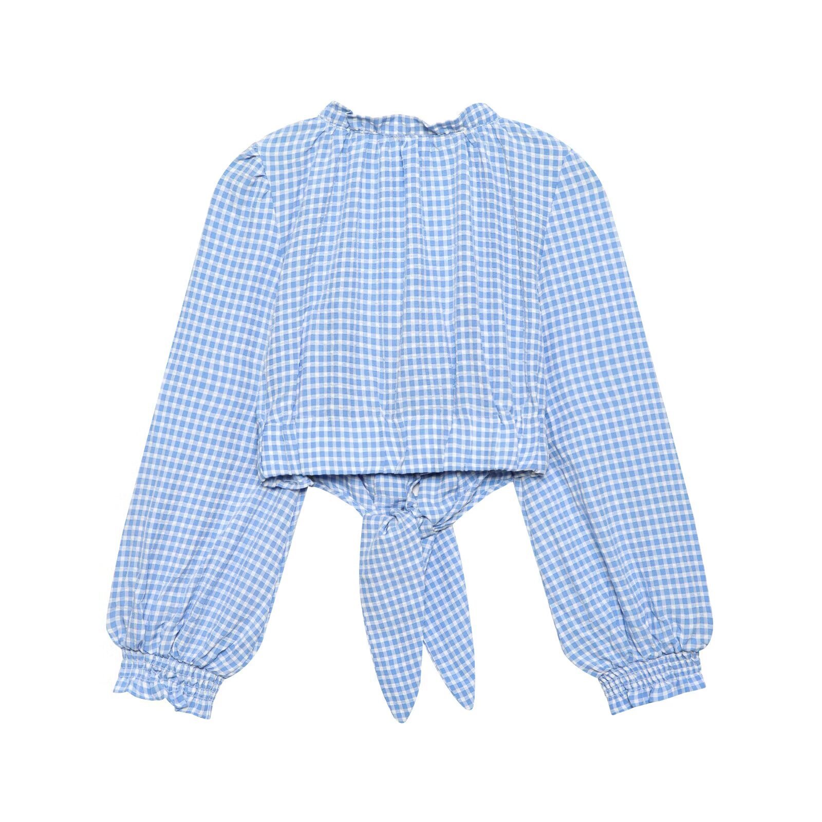 Women's Blue Plaid Cropped Top - Trendy Chic KUN-00039