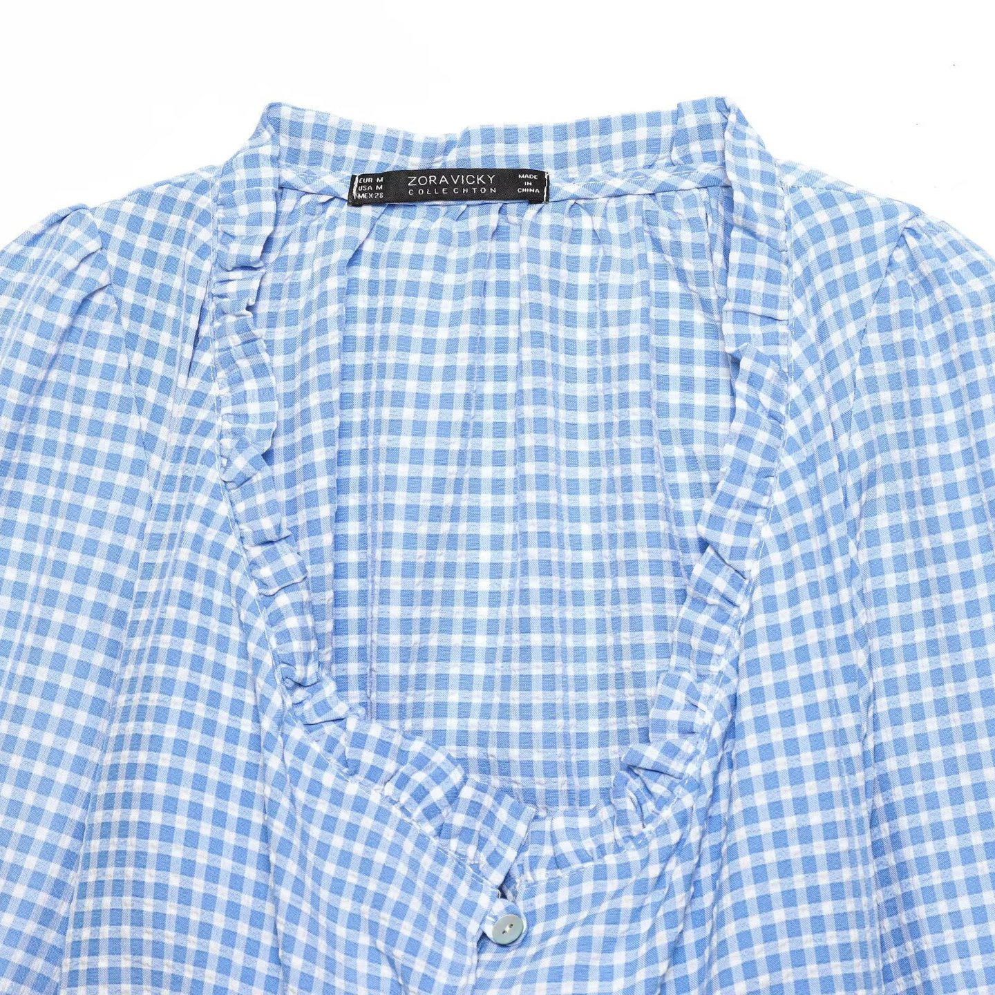 Women's Blue Plaid Cropped Top - Trendy Chic KUN-00039