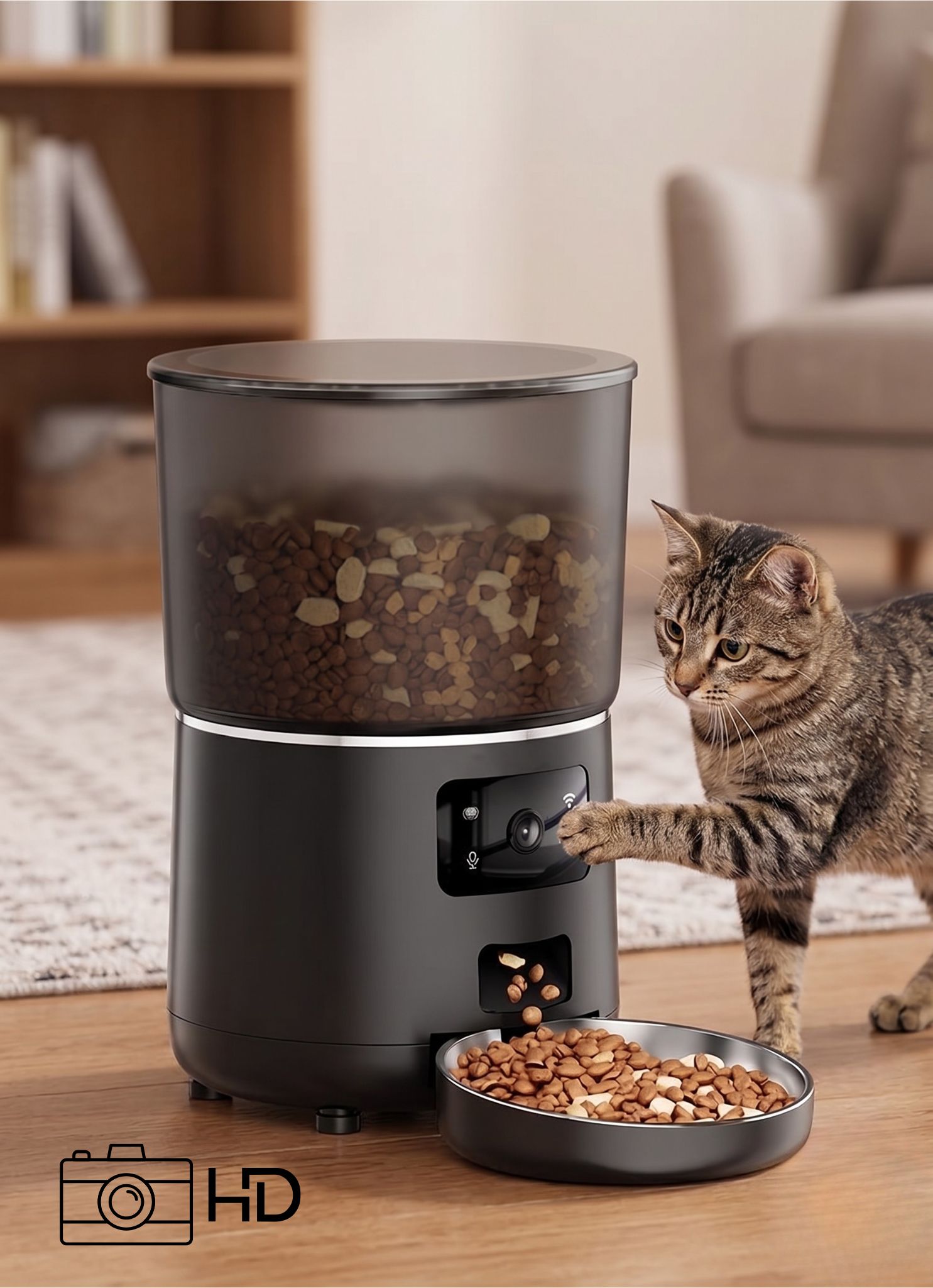 Smart WiFi Automatic Pet Feeder for Cats & Dogs - 4.5L - Camera version