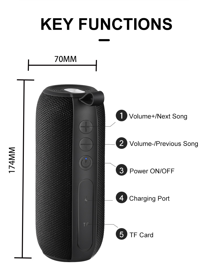 Powerful Portable Bluetooth Speaker - Waterproof Outdoor Sound