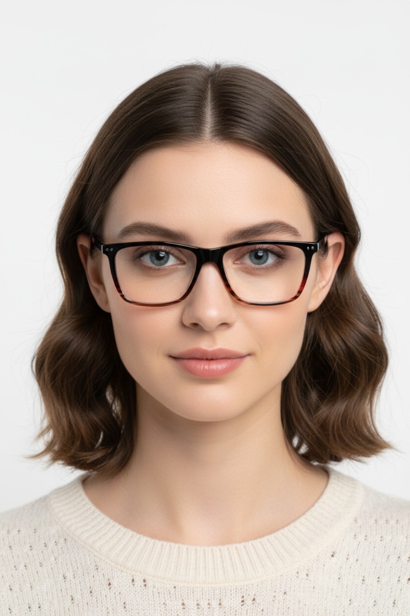 Rectangular Brown Acetate Glasses #BS1902-0006
