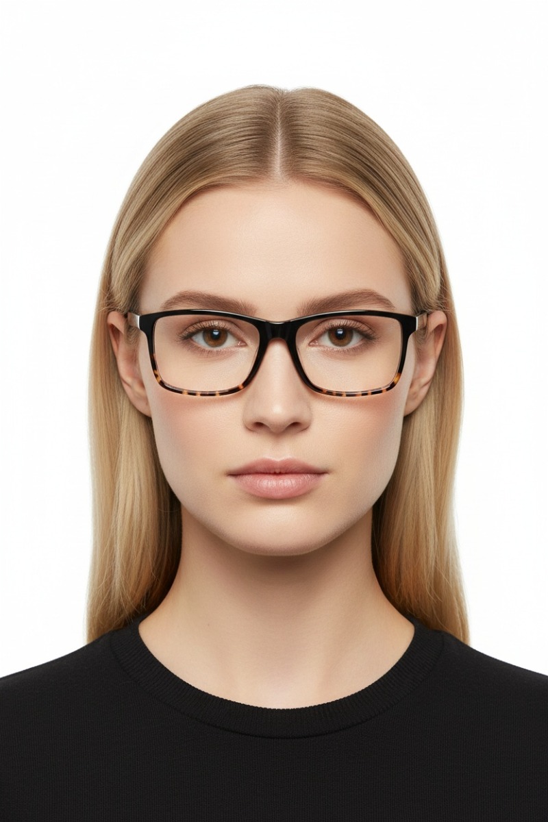 Rectangular Tortoiseshell Acetate Glasses #BS1902-0023