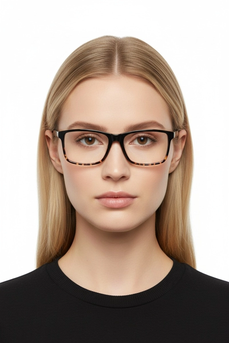 Rectangular Tortoiseshell Acetate Glasses #BS1902-0023