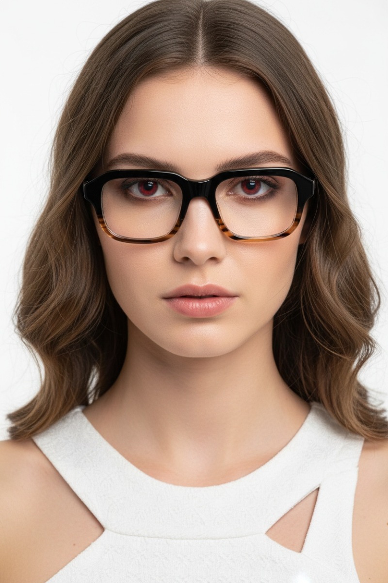 Rectangular Tortoiseshell Acetate Glasses #BS1902-0096