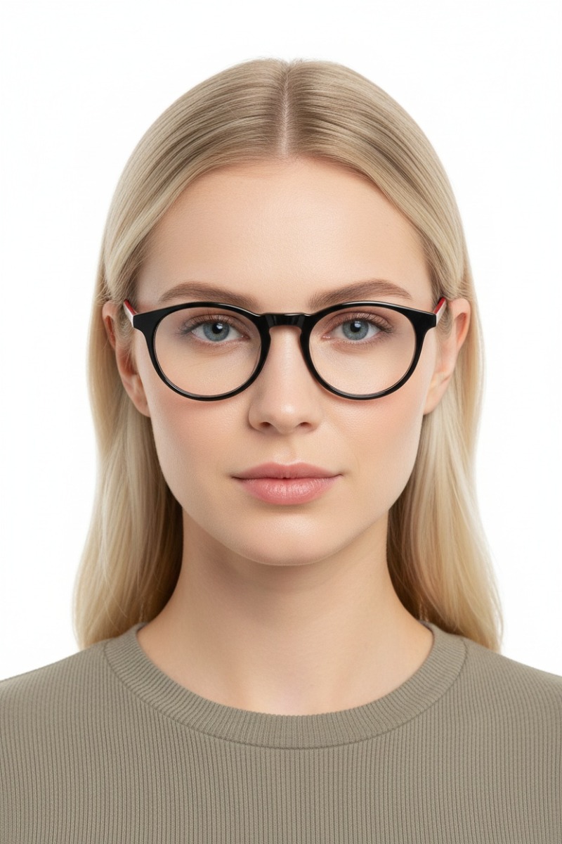 Oval Black Acetate Glasses #BS1902-0110