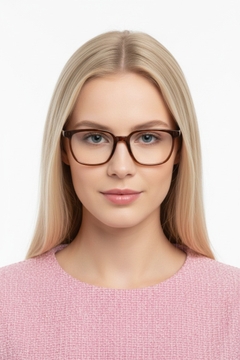 Gafas rectangulares de acetato marrón #BS1902-0119