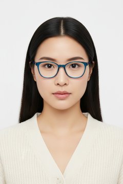 Lunettes rectangulaires en acétate bleu #BS1902-0131