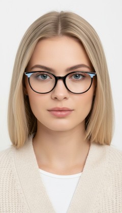 Lunettes ovales en acétate noir #BS1902-0179