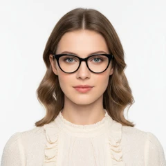 Lunettes ovales en acétate noir #BS2012-0667