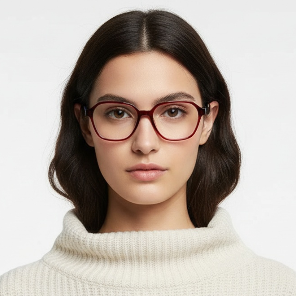 Geometric Red Acetate Glasses #BS2012-0685