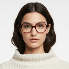 Geometric Red Acetate Glasses #BS2012-0685