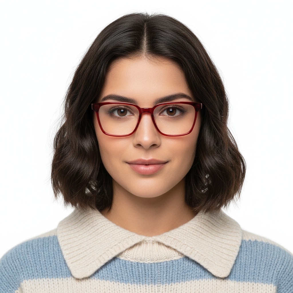 Gafas rectangulares de acetato rojo #BS2012-0686