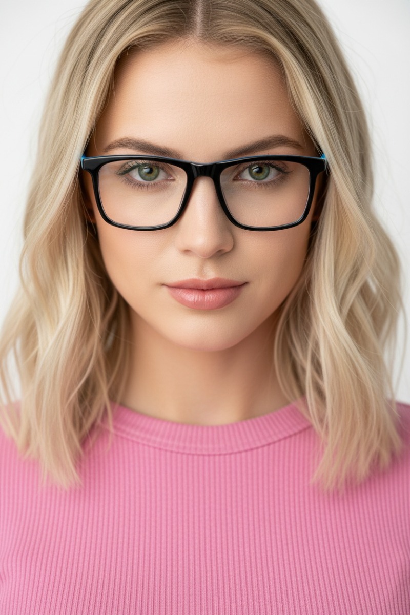 Rectangular Black Acetate Glasses #BS2012-0726