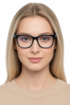 Rectangular Black Acetate Glasses #BS2012-0737