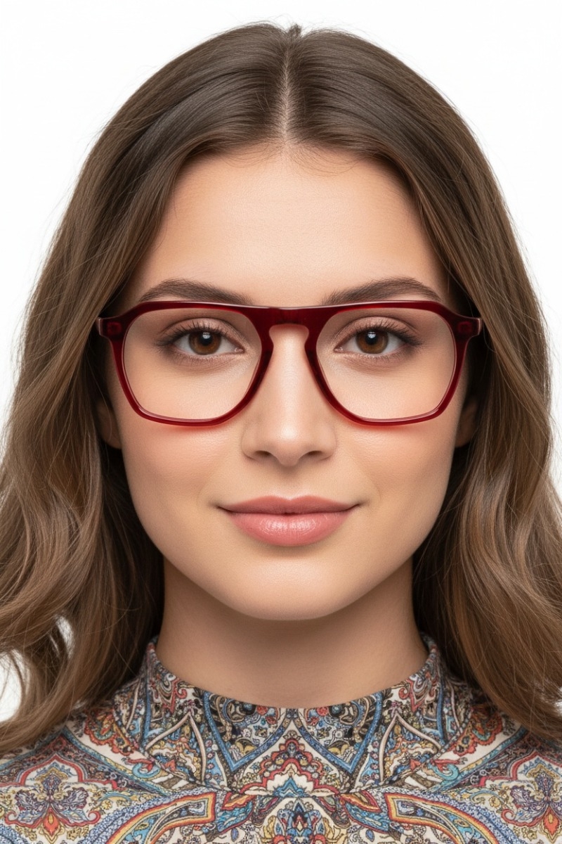 Aviator Red Acetate Glasses #BS2012-0764