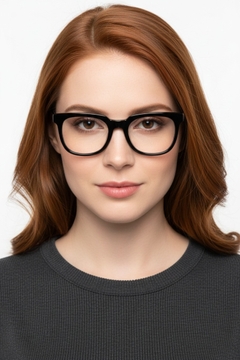 Rectangular Black Acetate Glasses #BS2012-0790