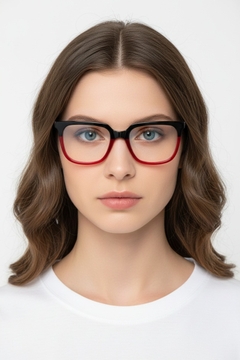Rectangular Red Acetate Glasses #BS2012-0826