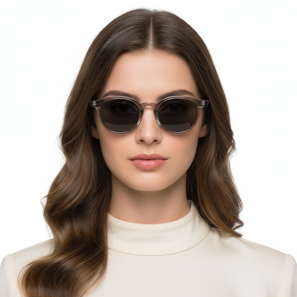 Ovale Sonnenbrille aus grauem Kunststoff #BS2503-0148