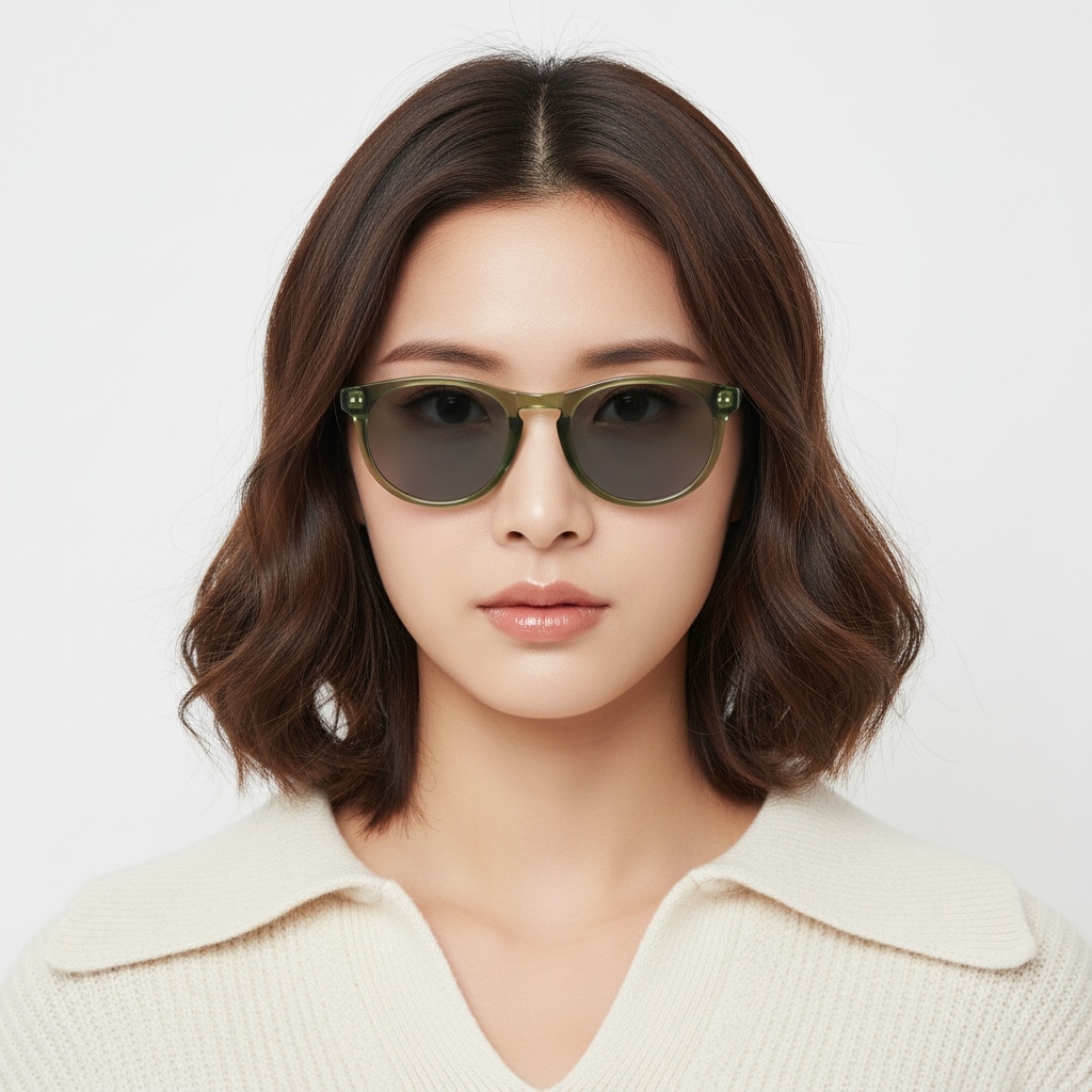BS2503-0178_Green_Oval_Plastic_Sunglasses_model