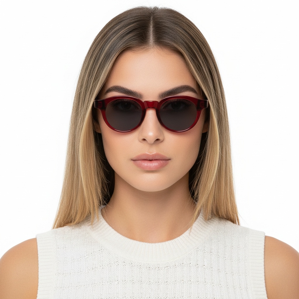 BS2503-0221_Red_Oval_Plastic_Sunglasses_model