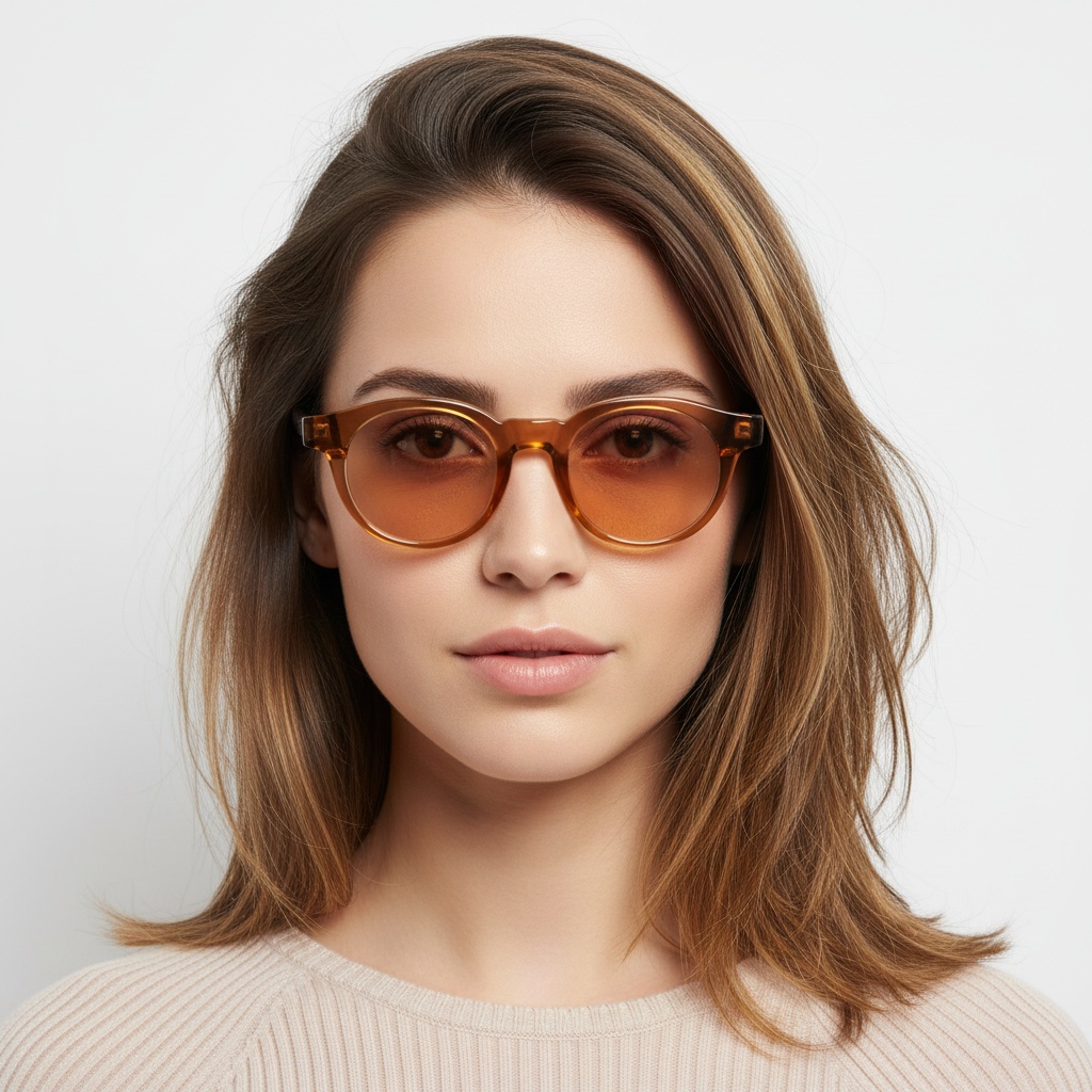 BS2503-0222_Orange_Oval_Plastic_Sunglasses_model
