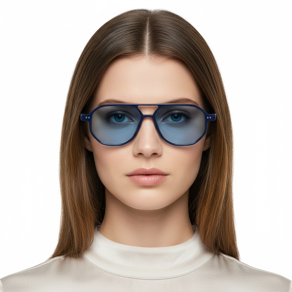 BS2503-0350_Blue_Aviator_Plastic_Sunglasses_model