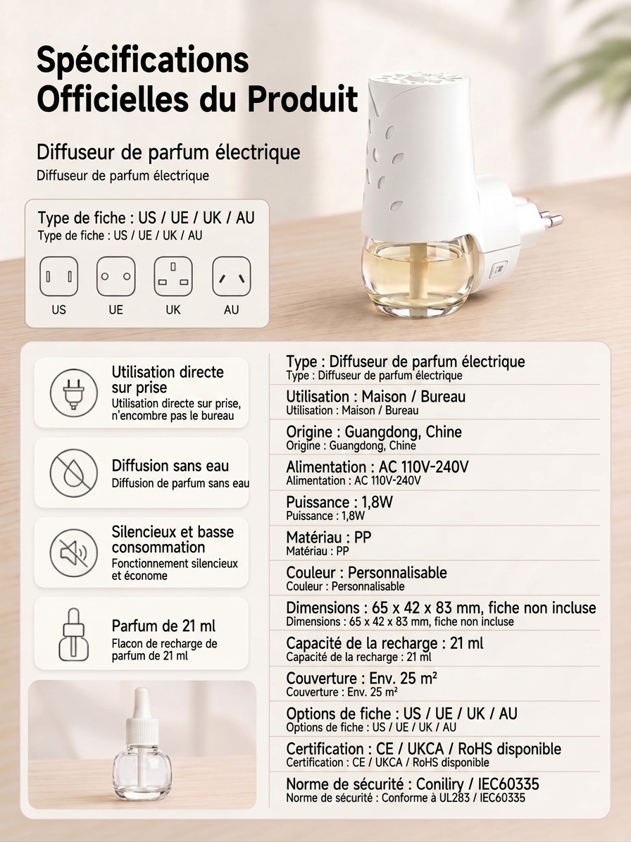 Wall Plug-In Aroma Diffuser Water-Free Scent Machine
