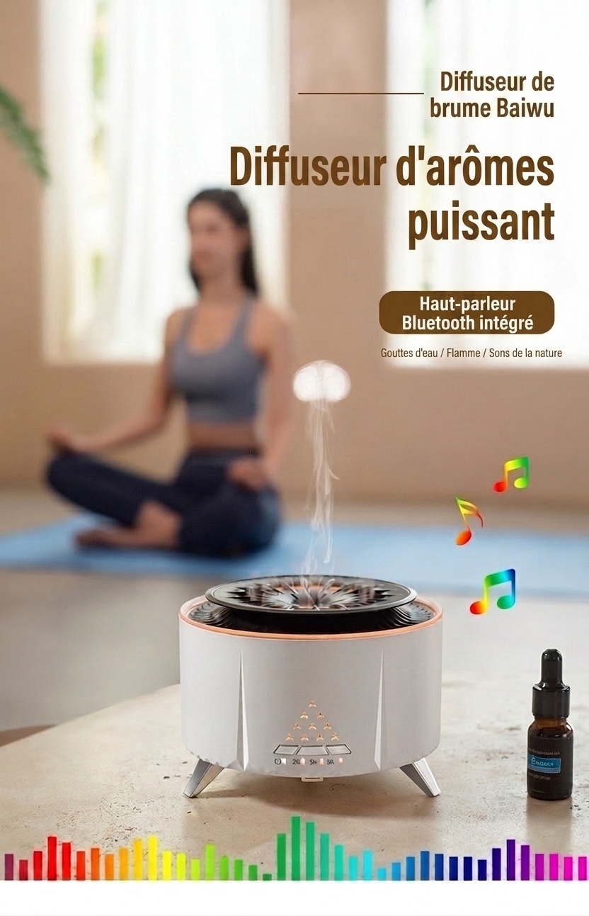 Ultrasonic Flame & Jellyfish Aroma Diffuser with Bluetooth