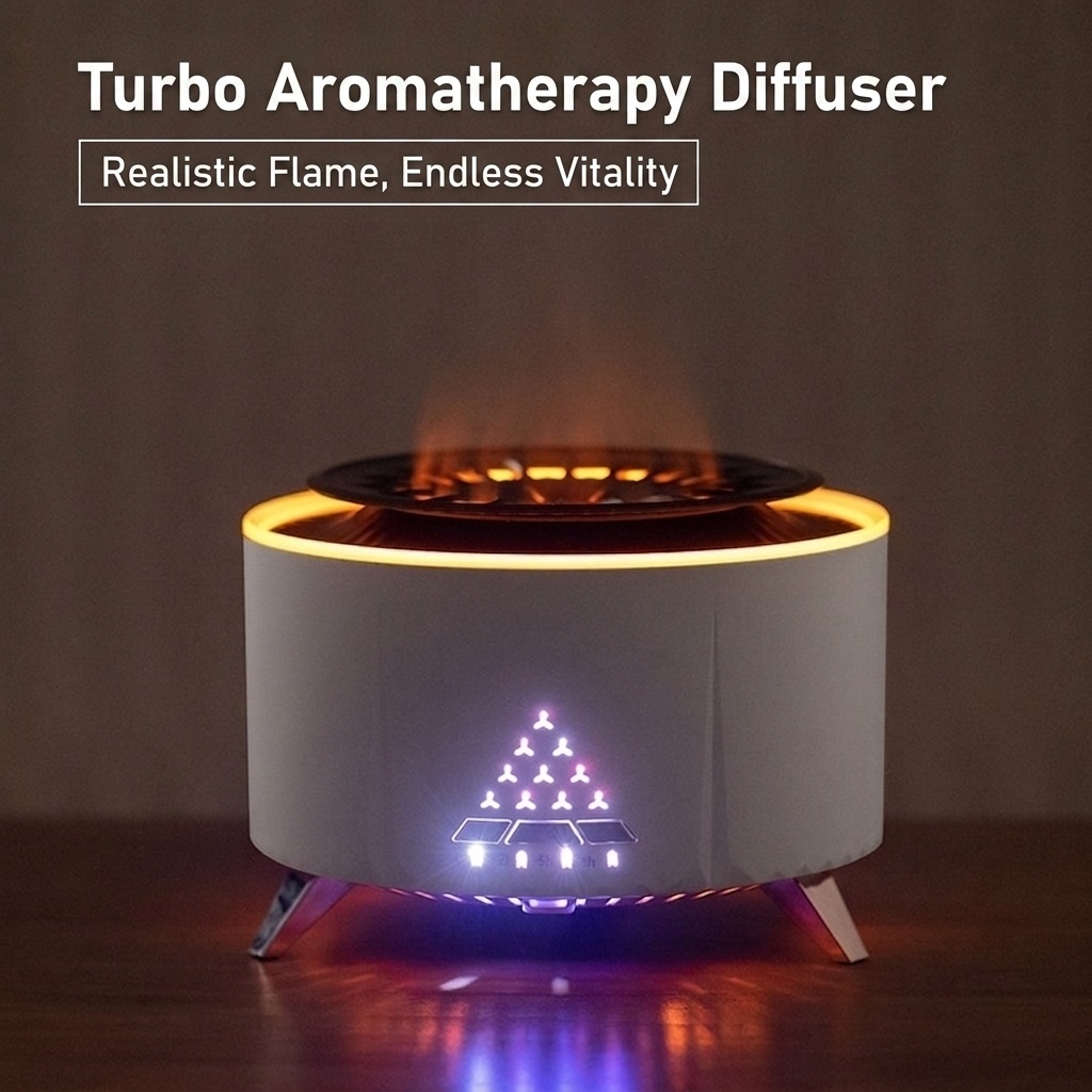 Ultrasonic Flame & Jellyfish Aroma Diffuser with Bluetooth