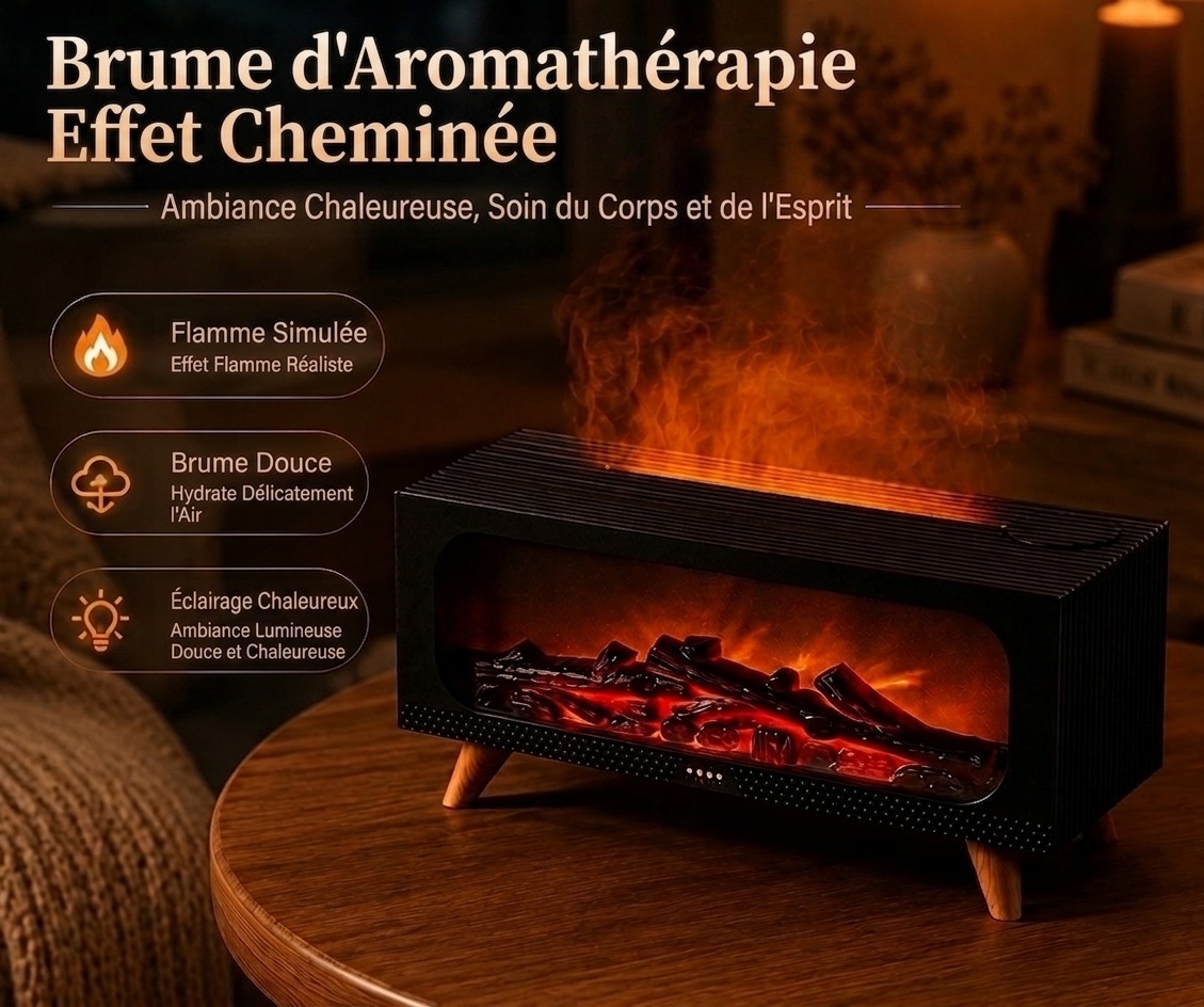 Simulated Fireplace Ultrasonic Aroma Diffuser & Humidifier