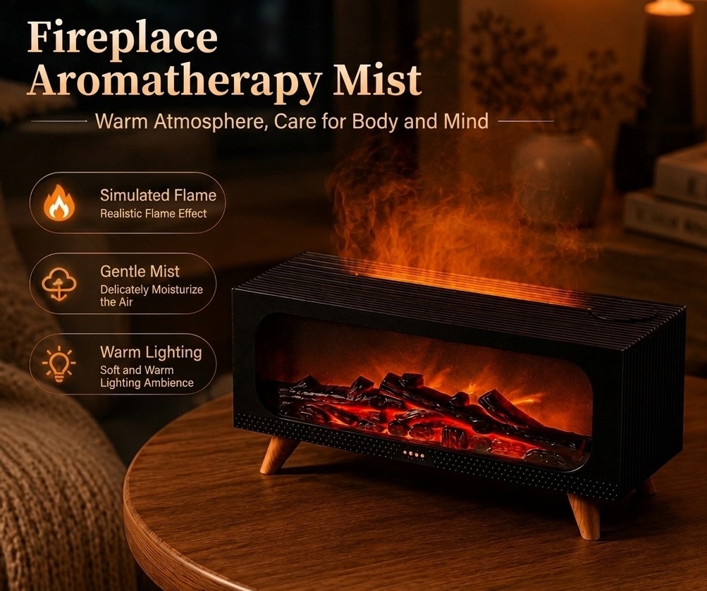 Simulated Fireplace Ultrasonic Aroma Diffuser & Humidifier