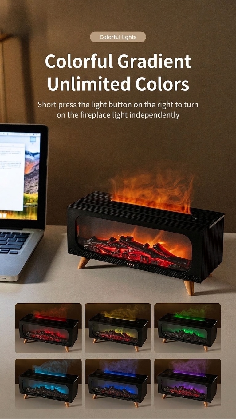 Simulated Fireplace Ultrasonic Aroma Diffuser & Humidifier