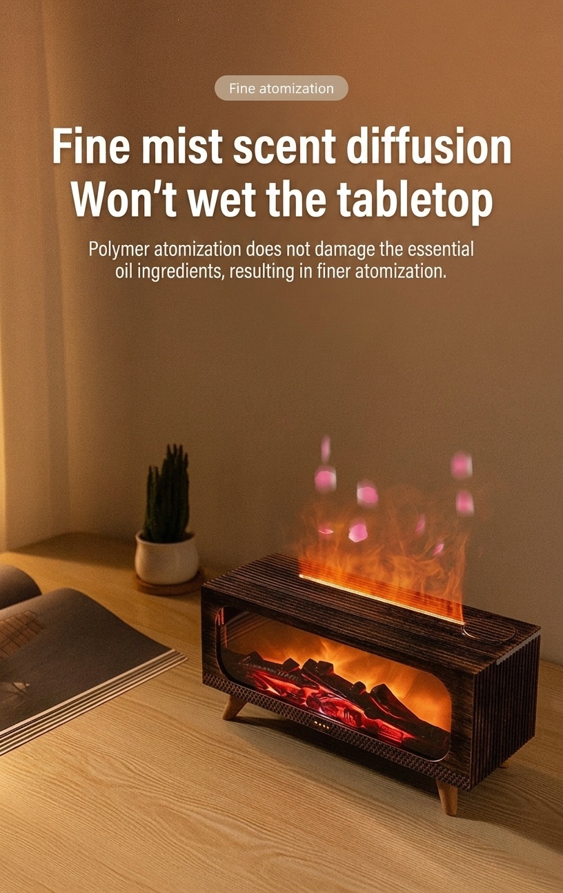 Simulated Fireplace Ultrasonic Aroma Diffuser & Humidifier