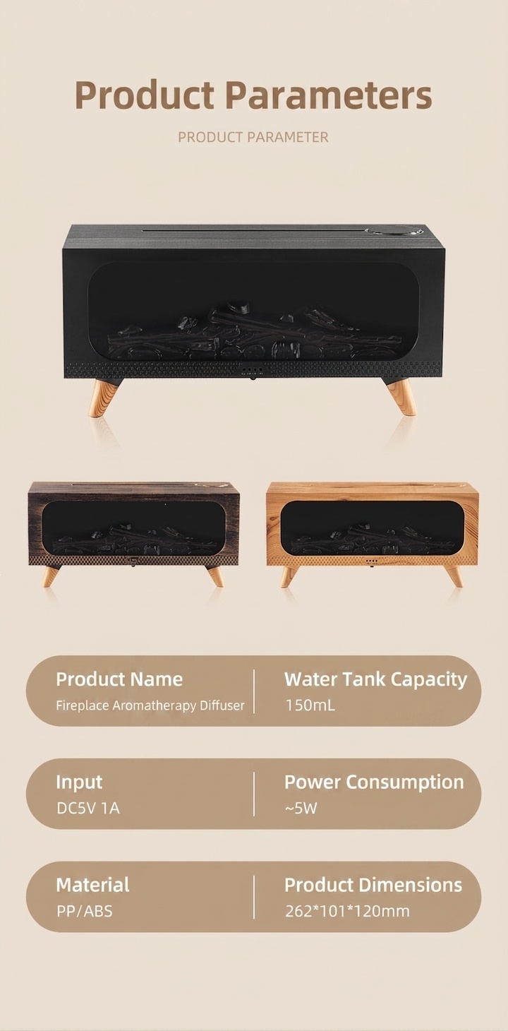 Simulated Fireplace Ultrasonic Aroma Diffuser & Humidifier