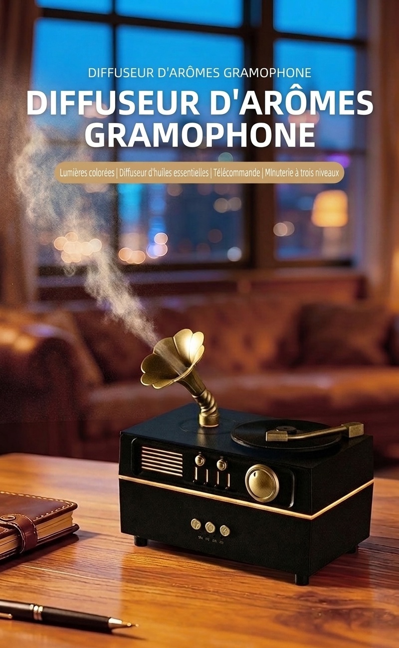 Vintage Gramophone Aroma Diffuser & Bluetooth Speaker
