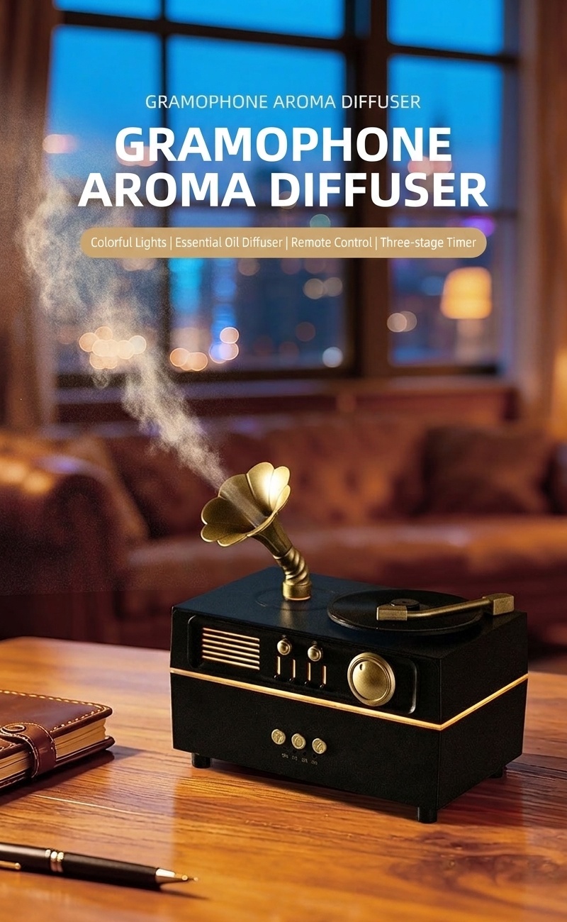 Vintage Gramophone Aroma Diffuser & Bluetooth Speaker