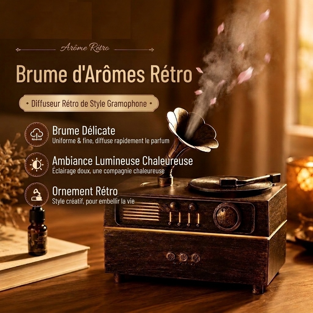 Vintage Gramophone Aroma Diffuser & Bluetooth Speaker