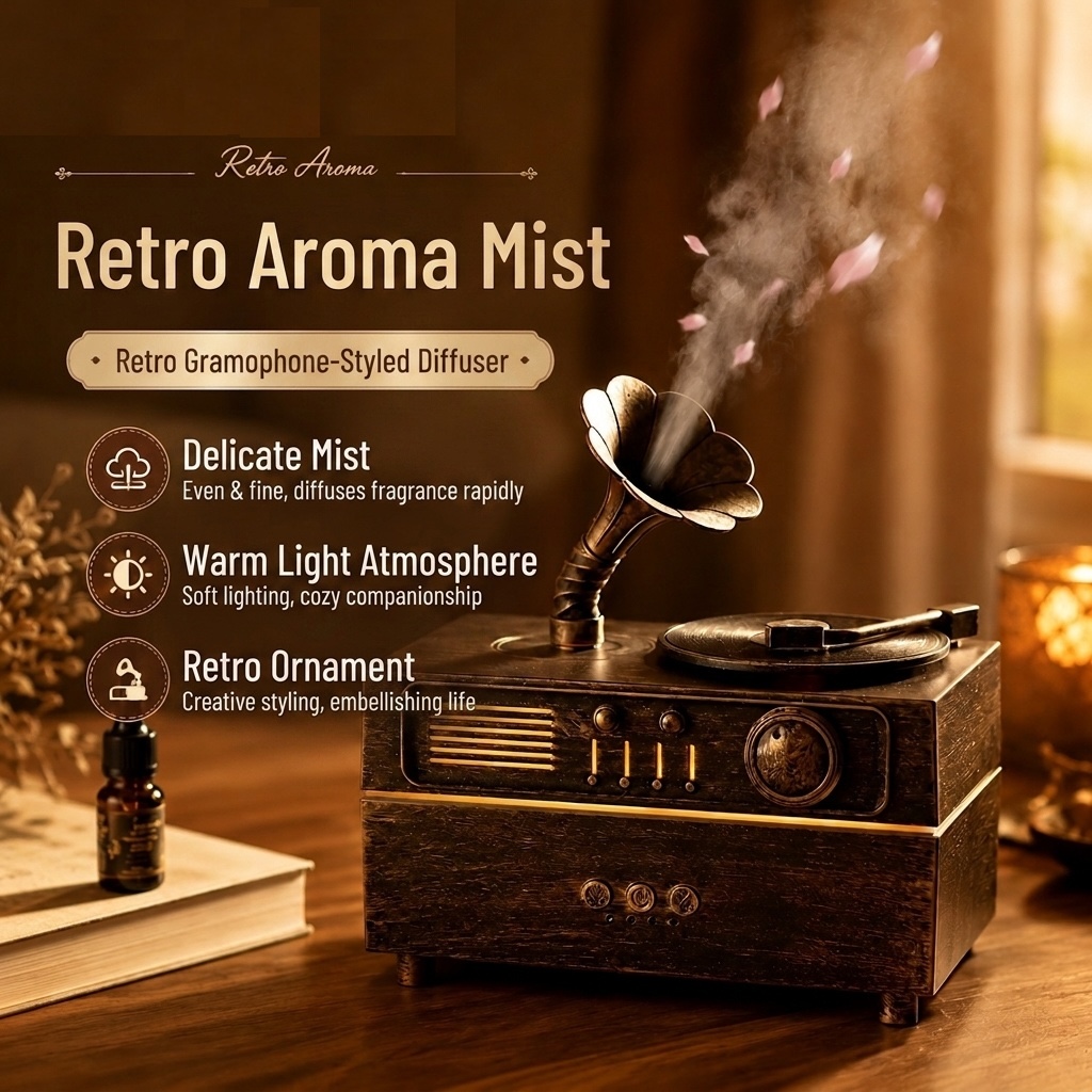 Vintage Gramophone Aroma Diffuser & Bluetooth Speaker