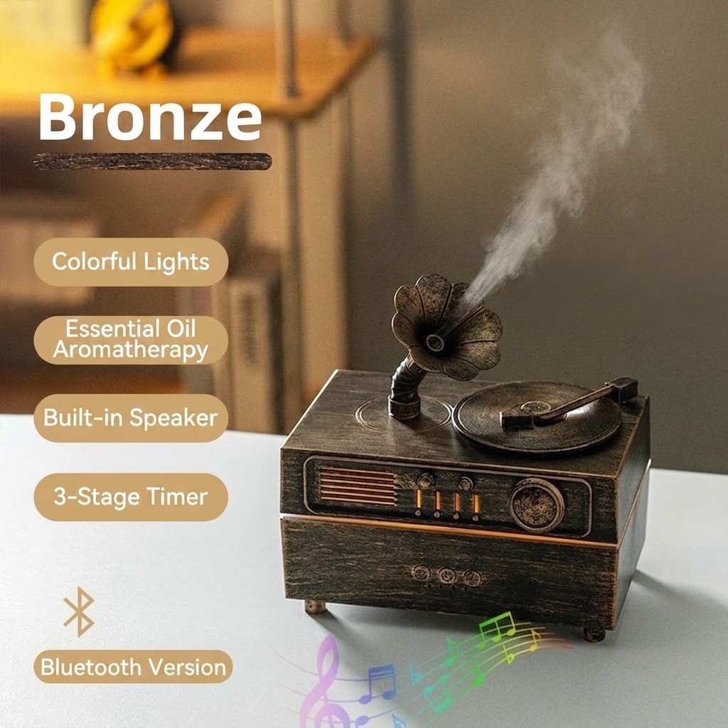 Vintage Gramophone Aroma Diffuser & Bluetooth Speaker