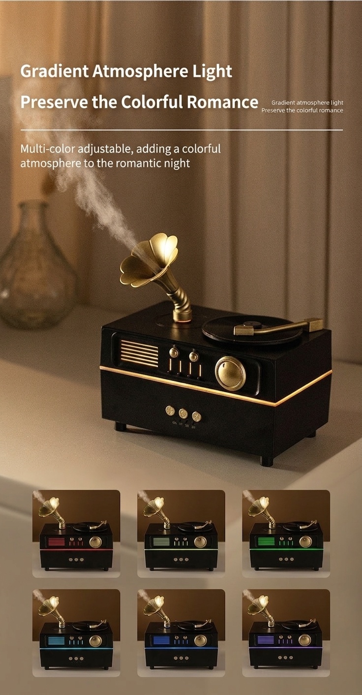 Vintage Gramophone Aroma Diffuser & Bluetooth Speaker