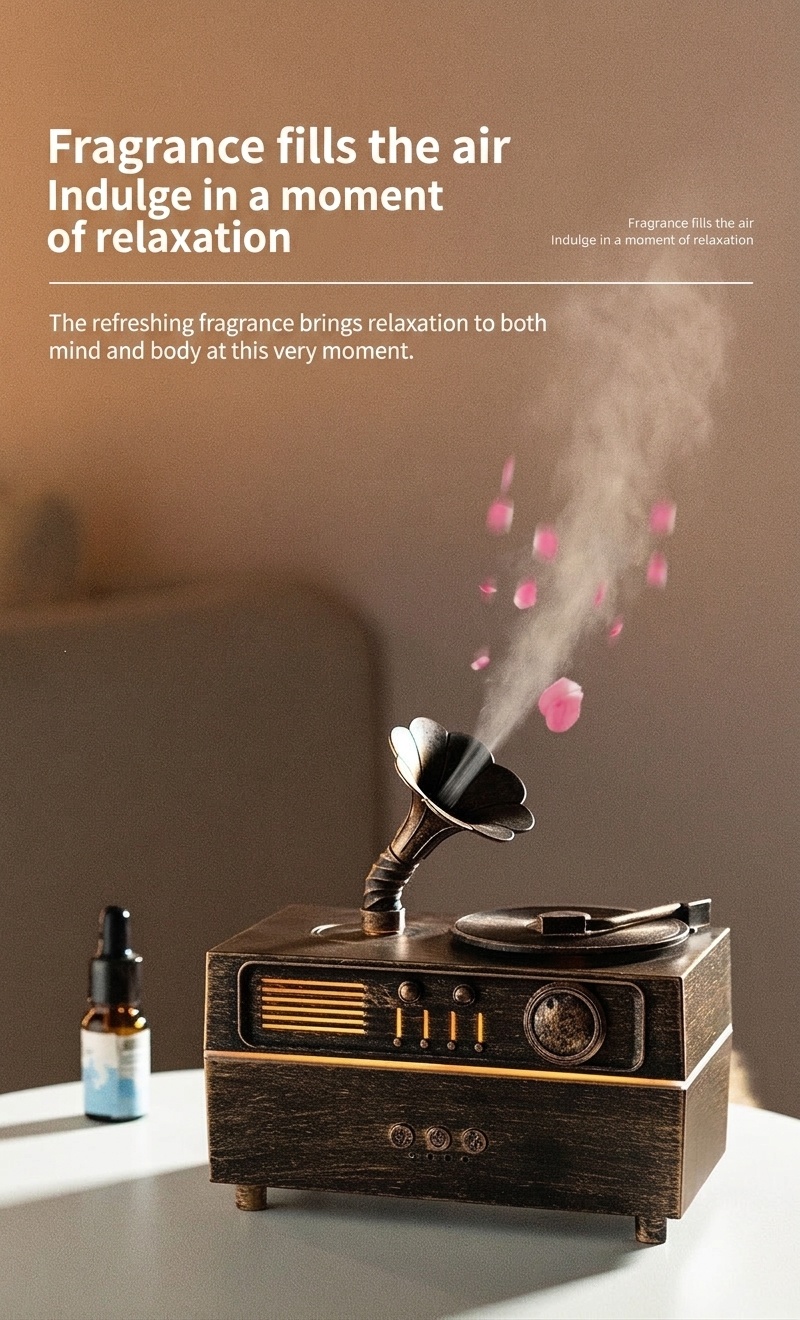 Vintage Gramophone Aroma Diffuser & Bluetooth Speaker