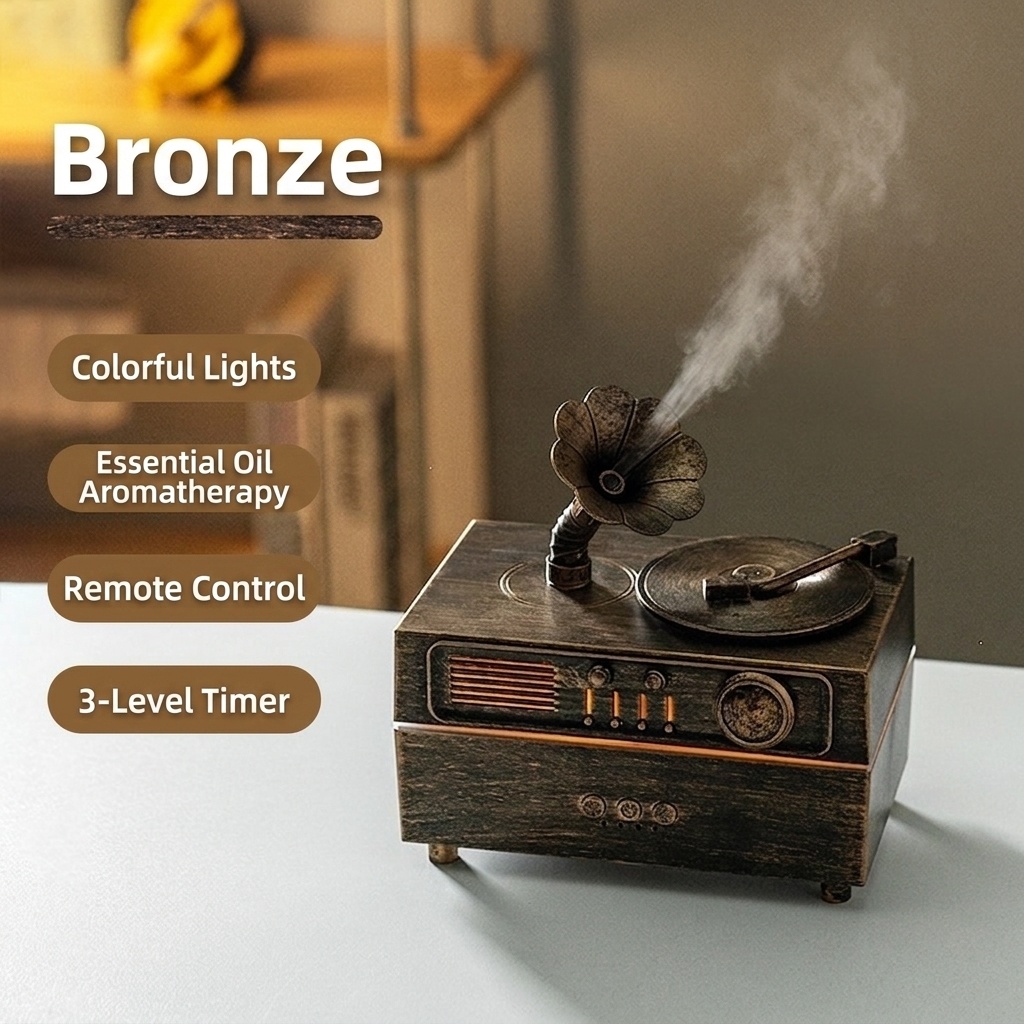 Vintage Gramophone Aroma Diffuser & Bluetooth Speaker