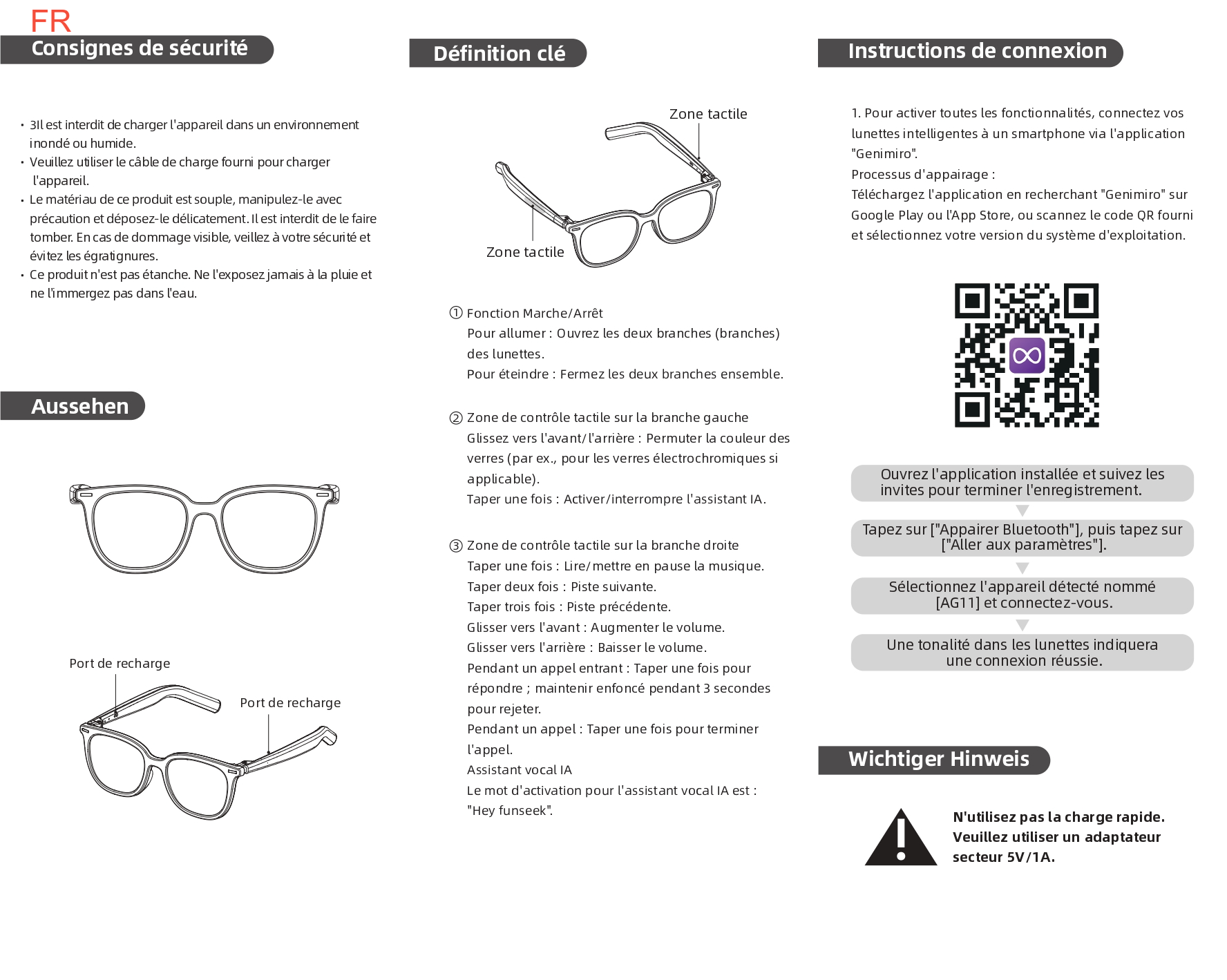 Lunettes de soleil intelligentes électrochromes AG11 noires TR90 avec IA #BS1223-0001