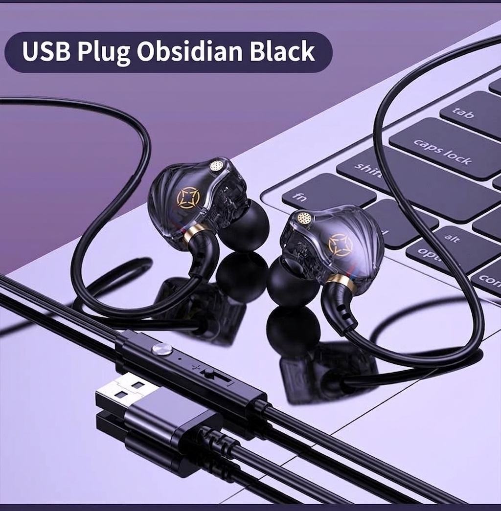 Wired Gaming In-Ear Monitors with HD Mic, 10mm Dynamic Drivers HiFi Stereo Sound, 2.5m Long Cable for PC Desktop and Laptop