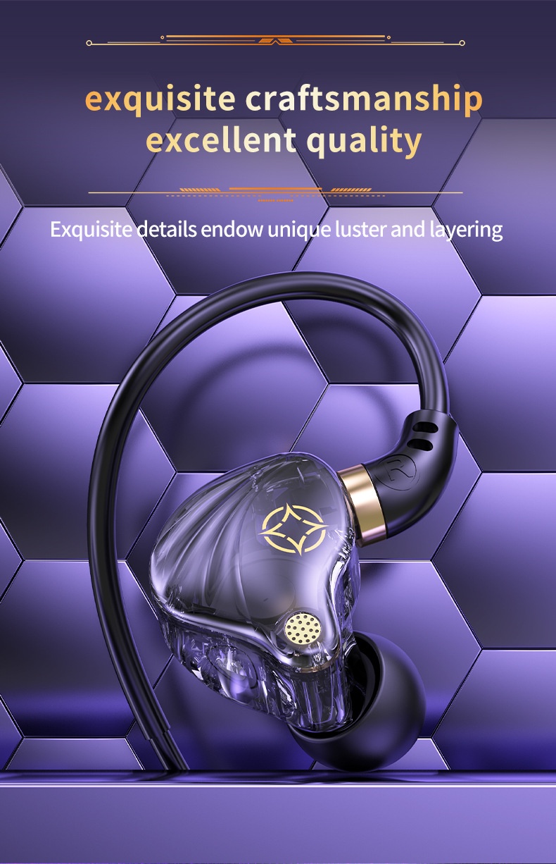 Wired Gaming In-Ear Monitors with HD Mic, 10mm Dynamic Drivers HiFi Stereo Sound, 2.5m Long Cable for PC Desktop and Laptop