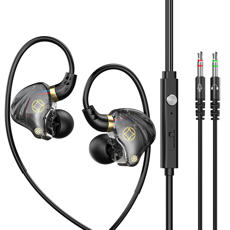 Wired Gaming In-Ear Monitors with HD Mic, 10mm Dynamic Drivers HiFi Stereo Sound, 2.5m Long Cable for PC Desktop and Laptop