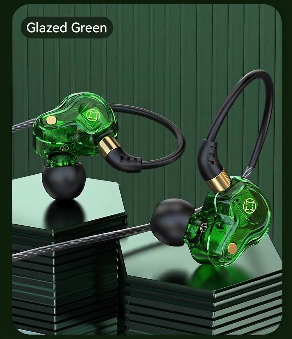 Quad-Core HiFi In-Ear Monitors with Mic, Dual 8mm Armature Drivers Deep Bass Noise Cancelling Earbuds, 3.5mm & Type-C Wired for Gaming Music