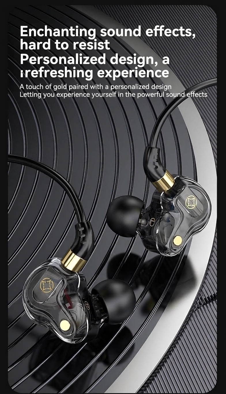 Quad-Core HiFi In-Ear Monitors with Mic, Dual 8mm Armature Drivers Deep Bass Noise Cancelling Earbuds, 3.5mm & Type-C Wired for Gaming Music